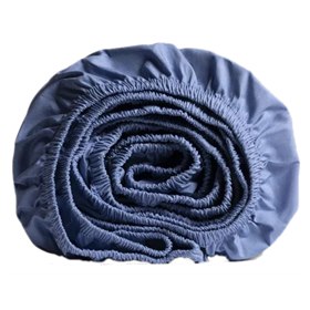 Hoeslaken Percal Biologisch Katoen 300tc Blauw Yumeko