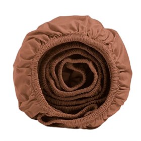 Hoeslaken Percal Biologisch Katoen 300tc Terracotta Yumeko