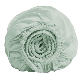 Hoeslaken bio washed katoensatijn Zachtgroen Yumeko