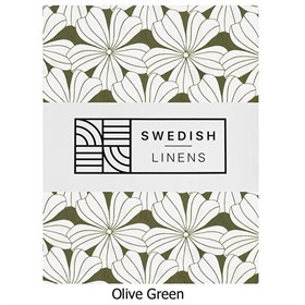 Hoeslaken Biokatoen Percal Flowers Olive Green Swedish Linens