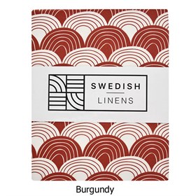 Hoeslaken Biokatoen Percal Rainbows Tweepersoons Burgundy Swedish Linens