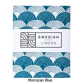 Hoeslaken Biokatoen Percal Rainbows Morrocan Blue Swedish Linens