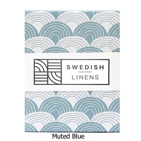 Hoeslaken Biokatoen Percal Rainbows Muted Blue Swedish Linens