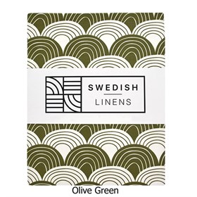 Hoeslaken Biokatoen Percal Rainbows Olive Green Swedish Linens