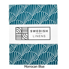 Hoeslaken Biokatoen Percal Seashells Morrocan Blue Swedish Linens