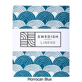 Biokatoen Percal Hoeslaken Rainbows 90x200 Morrocan Blue Swedish Linens