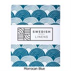 Biokatoen Percal Hoeslaken Rainbows 90x200 Morrocan Blue Swedish Linens
