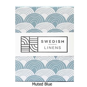 Biokatoen Percal Hoeslaken Rainbows 90x200 Muted Blue Swedish Linens