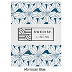 Biokatoen Percal Hoeslaken Flowers 90x200 Morrocan Blue Swedish Linens