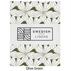Biokatoen Percal Hoeslaken Flowers 90x200 Olive Green Swedish Linens