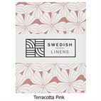 Biokatoen Percal Hoeslaken Flowers 90x200 Terracotta Pink Swedish Linens